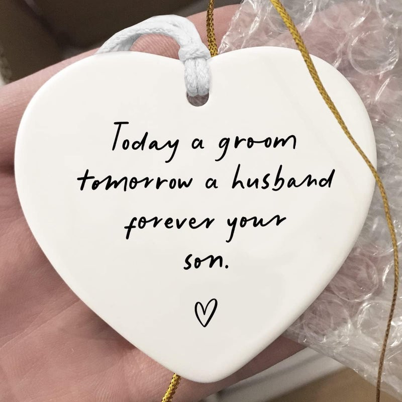WCDHOR Mother of the Groom Gift from Son, Wedding Gift, Groom to Mother Gift, Son to Mother on Wedding Day, Mom Wedding Gift from Son, Son to Mom Gift, Ceramic Heart Keepsake - Image 3